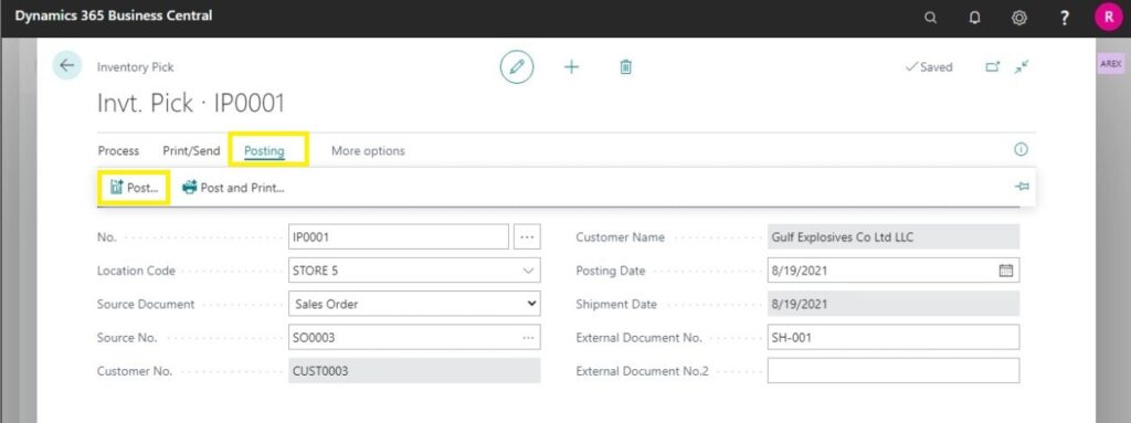 HOW TO SHIP ITEMS WITH INVENTORY PICKS IN D 365 BUSINESS CENTRAL
