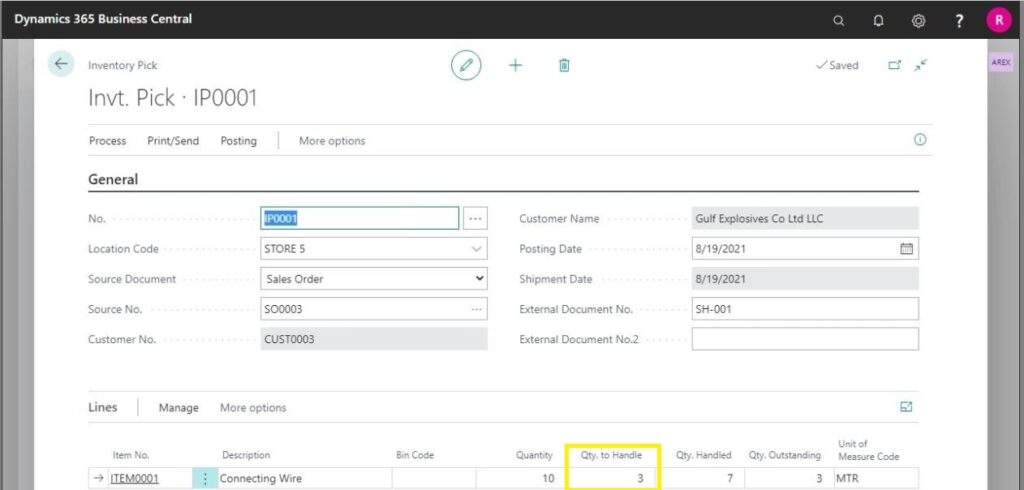 HOW TO SHIP ITEMS WITH INVENTORY PICKS IN D 365 BUSINESS CENTRAL