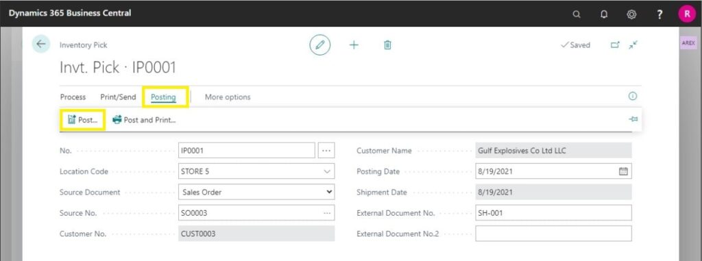 HOW TO SHIP ITEMS WITH INVENTORY PICKS IN D 365 BUSINESS CENTRAL